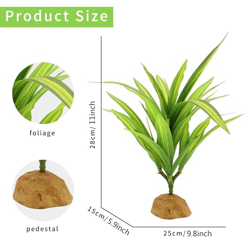 2 pcs Reptile Silk Plants - Premium Aquarium & Terrarium Decor,Artificial Plants for Fish Tanks, Geckos, Bearded Dragons, Snakes, Turtles, and Lizards Habitats - Durable, Non-Toxic, Easy Maintenance
