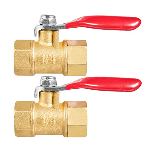 Brass Ball Valve Shut Off Switch, Tubing Fitting Straight Coupling Adapter 2pcs (1/4" NPT Female x 1/4" NPT Female) - size: 1/4" NPT Female x 1/4" NPT Female