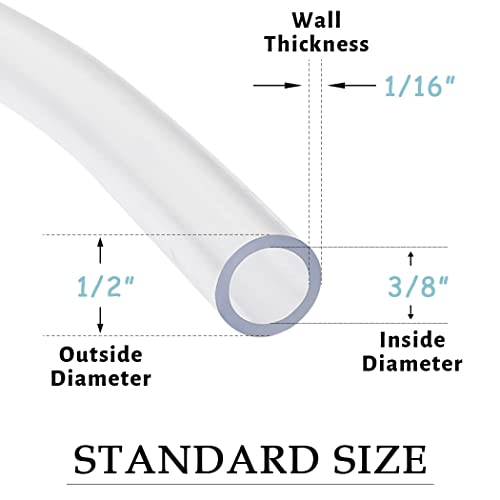 DAVCO 3/8" ID x 25ft Clear Vinyl Tubing, Low Pressure Flexible PVC Tubing, Heavy Duty UV Chemical Resistant Lightweight Plastic Vinyl Hose, BPA Free and Non Toxic - size: 3/8"ID, style: 25 Feet