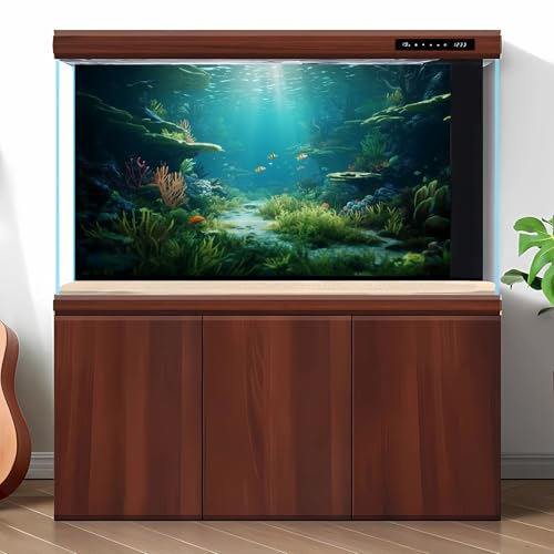 Ocean Floor Fish Tank Background Under The Sea Coral Reef Aquarium Background Underwater Aquatic Plants Corals Rock Cave Terrarium Backgrounds Tropical Fish Ocean Aquarium Backgrounds Decors 24x12in - color: Coral Green, size: 24(W)x12(H)inches/ 60(W)*30c