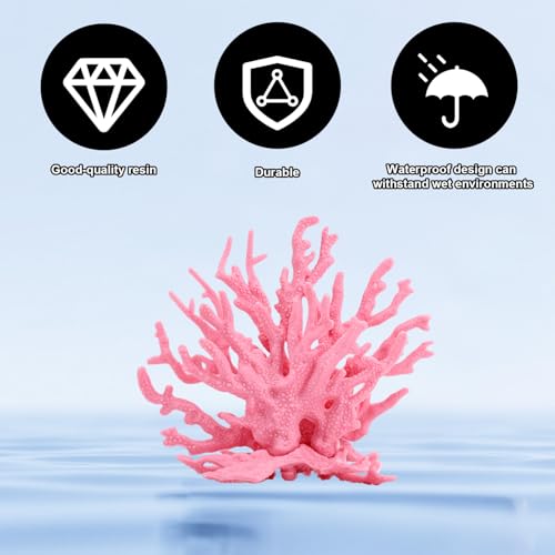 Tinoaly Fish Tank Decorations, Plastic Coral Reef Decor Creative Realistic Aquarium Coral Ornaments for Fish Tank Aquarium Landscape Decor Ornament Accessories Supplies (Pink) - color: Pink
