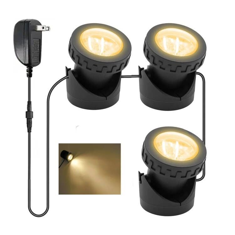 Warm White Pond Lights, Underwater Landscape Spotlights, IP68 Waterproof Submersible Fountain Lights for Garden Yard Aquarium Pond Fountain Waterfall (3 Lights) - size: 3 lights