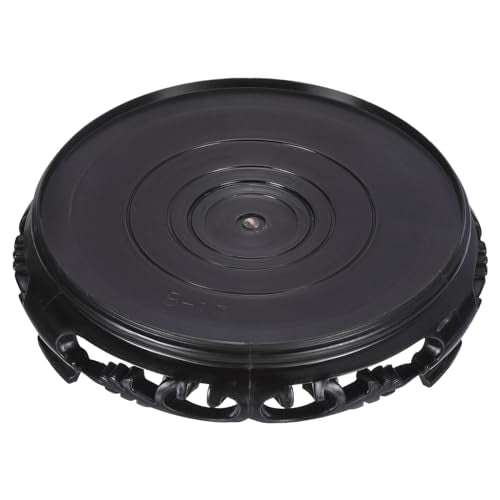 PATIKIL Planter Display Stand, 6.7 Inch Dia Plastic Round Bonsai Base Imitation Wood Style Stand Holder Home Decor Display for Table Lamp Teapot Base, Black - size: 6.7 Inch