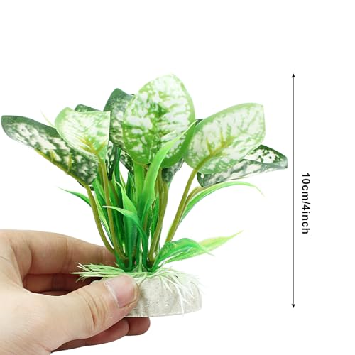 Soft Aquarium Plants Betta Fish Tank Decorations Betta Leaf Pad 4 Inch, Silk Plastic Artificial Plants for Aquarium Reptile Tank Decor (E-2Pcs Set/Green) - color: E-2pcs Set/Green