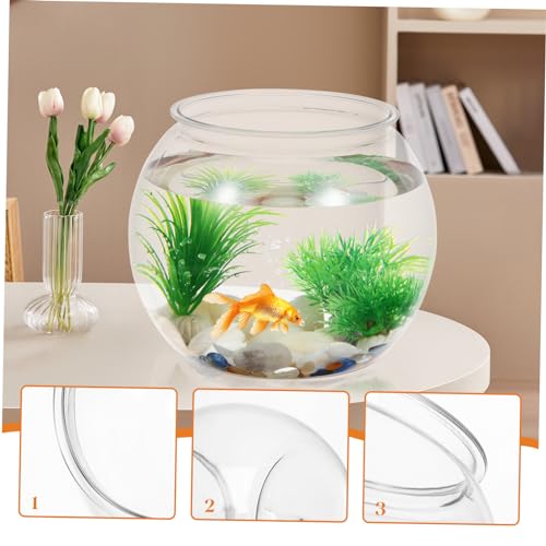 Happyyami Transparent Desktop Aquarium Tank for Betta Multi- Office Decor Stylish Fish Bowl for Plants Fish Elegant Tabletop Decoration