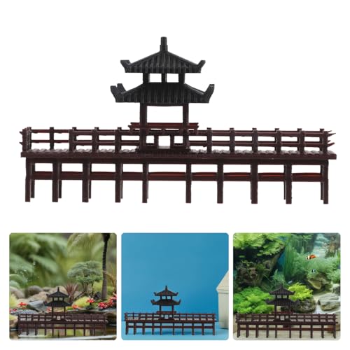 Miniature Pavilion Model Chinese Style Bridge Ornament for Aquarium and Bonsai Decor Compact Ancient Architecture Statue for Micro Landscape