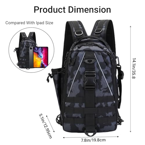 Lightweight Fishing Tackle Backpack Professional Water-Resistant All-in-One Rod Holder & Gear Storage - color: Scorpio Camouflage