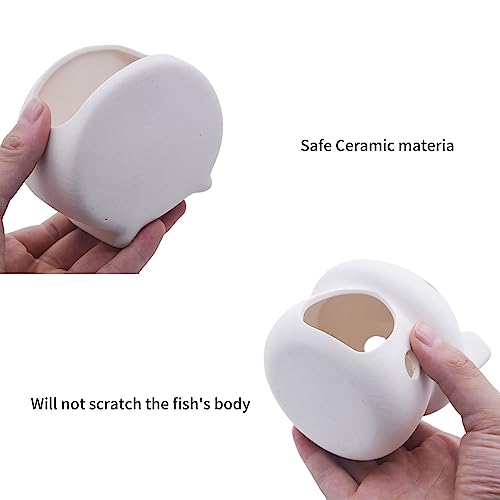 Aquarium Decor Ceramic Mushroom House with Cave Set Ornament Fish Tank Landscape Decoration for Small Shrimp for Goldfishes to Rest (White) - color: White B