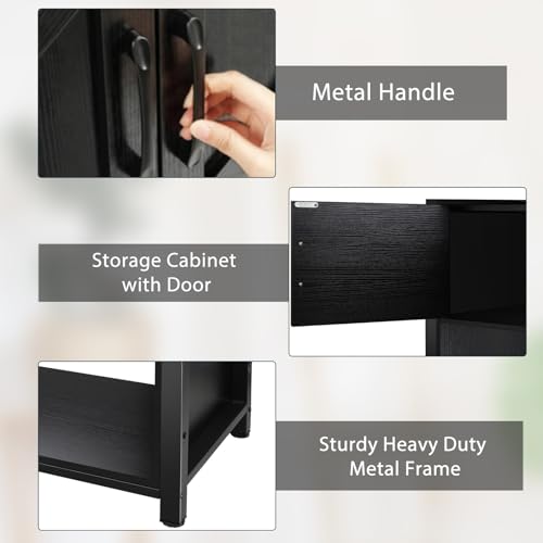 BEURUKU 40 Gallon Tank Stand with Cabinet and Power Outlets, Heavy Duty Metal Aquarium Stand for 40-50 Gallon Breeder Tank, Turtle Tank, Double Terrarium Stand, 660LBS Capacity, Black - color: Black, size: 40-50 Gallon
