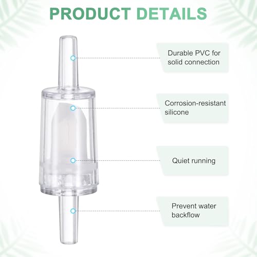 M METERXITY 24-Pack Aquarium Air Check Valve, Plastic One Way Non-Return Valves Air Valve Air Tubing Accessories Air Pump Accessories for 3/16" Airline Tubing Fish Tank [Clear White]