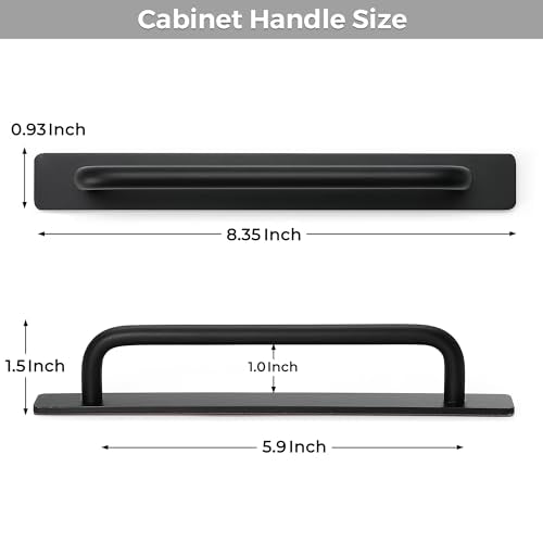 2 Pack Adhesive Handles Self Stick Instant Cabinet Handles 8.35" Stick on Cabinet Handles Drawer Push Pull Handles Helper Sliding Screen Door Handles for Sliding Closet Window Wardrobe - Black - color: Black, size: 8.35 In Length