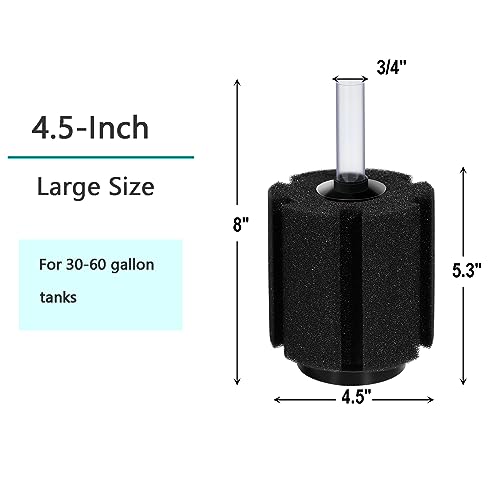 AQUANEAT Aquarium Sponge Filter Breeding Fry Betta Shrimp Nano Fish Tank 4pcs (Large up to 60Gal) - size: Large up to 60Gal