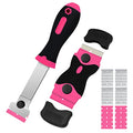 DEKEones Razor Blade Scraper, 2 PCS Razor Scraper Tool for Removing Label, Registration Sticker, Tint, Grease from Windshield, Appliance, Glass（Pink）