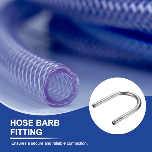 PATIKIL 1/4" (6mm) x 1/4" (6mm) Hose Barb Fittings, 2 Pcs 304 Stainless Steel U Shaped Joint Connector Barbed Fitting Metal Splicer - size: 1/4" (6mm)
