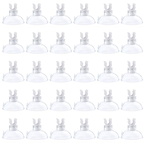 Pawfly Aquarium Suction Cup Clips for Standard 3/16" ID Airline Tubing Clear Air Hose Holder Clamp Accessories for Fish Tank Aeration Setup, 30pc - color: Clear
