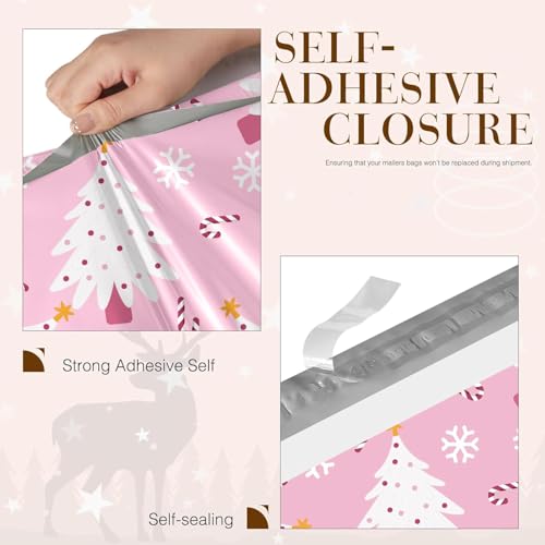 Metronic Poly Mailers 10x13 100pc, Small Shipping Bags for Clothes, Self- Seal Shipping Envelopes for Small Business,Waterproof Mailers Poly Bags Packaging Bags for Holiday Xmas, Pink Christmas Tree - color: Christmas Tree, size: 10x13 100pc