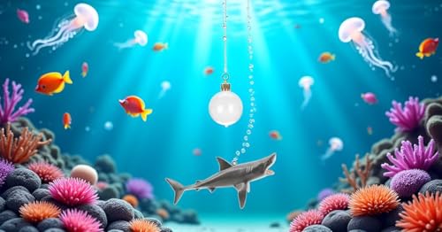 Floating Shark Ornament - Adjustable Aquarium Shark Animal Decor | Aquarium Floating Shark Ornaments Thematic Ornaments Suitable for Aquarium All Kinds of Fish Tank and Home Aquarium Accessories