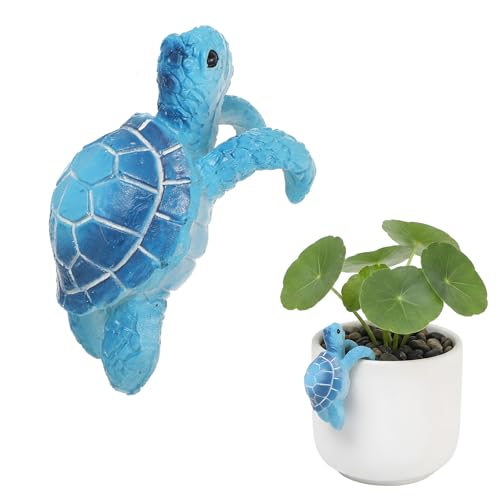 Cute Climbing Tortoise Flower Pot Hanger Turtle Statue Tortoise Figurine Resin Turtle Plant Pot Decorations Tortugas Garden Desk Decor for Bonsai Planter Vase Patio Lawn Yard Ornaments, Blue