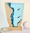 Handmade 3D Ocean Resin Lamp-Handcrafted Diving Night Light,Multiple Adjustable LED Light Sources Wooden Base with USB Port,Birthday Gift for Boyfriend Girlfriend Men Dad Divers(6"x4") - style: Two Divers