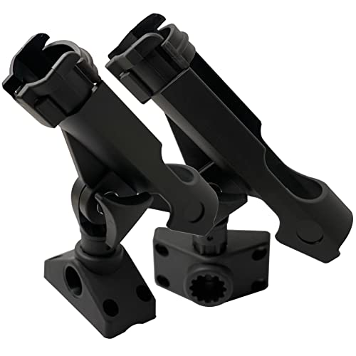 2 Pack Baitcaster/Spinning Rod Holder with Side Deck Mount - color: Black