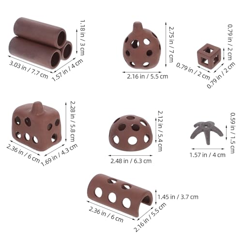 SUPVOX 7pcs Aquarium Fish Tank Decoration Purple Clay Ceramic Shrimp Cave Hideout Ornaments Breeding Shelter Landscaping Decor for Freshwater Fish and Shrimp