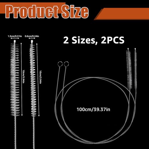2PCS Tube Cleaner Brush 39 Inches Extra Long Straw Cleaner Brush with Soft Nylon Bristle for Cleaning Straw, Kegerator, Feeding Tube, Line, and Pump - color: 2pcs-white