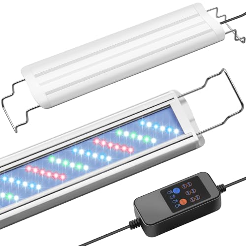 HITOP 24-30in Plant Growth Aquarium LED Light with Timer, Full Spectrum Auto 24/7 Lighting Cycle& 10-Level Brightness Adjustment, Fish Tank Light with Extendable Brackets - style: 24-32in
