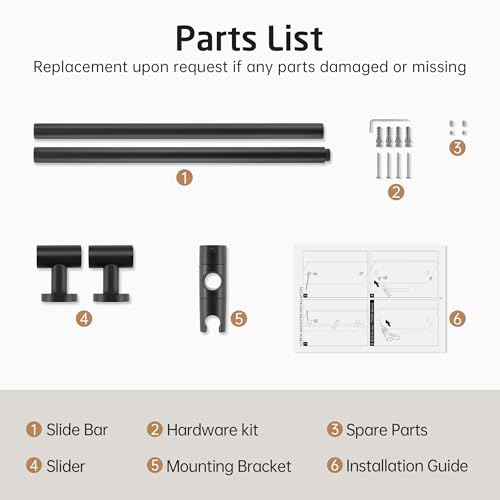 KES 30-Inch Matte Black Shower Slide Bar with Adjustable Handheld Shower Head Holder for Bathroom Wall Mount 18/8 Stainless Steel, F209S78-BK - color: Matte Black, style: 30.7-Inch+Drill Mounted