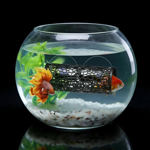 Betta Fish Tunnel Hammock, Safe Aquarium Decor for Smallfish Shrimp, Bettas Tank Accessories with Suction Cups Perfect for Hideout and Play Area（Black）