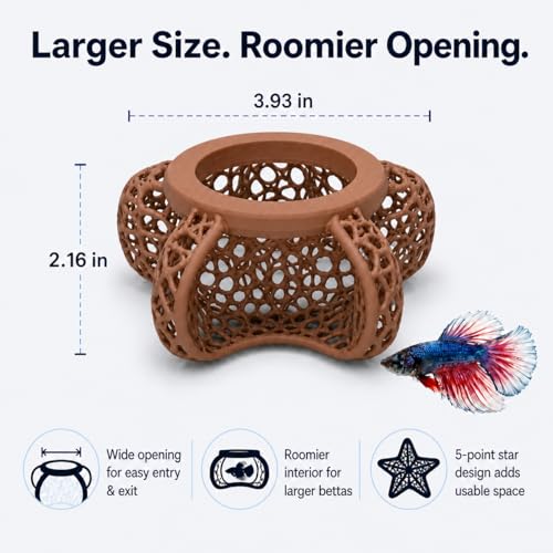 Aquarium Hideout Decor House, Fish Tank Ornament for Small Fish & Shrimp, Floating Cave Decoration for Aquariums(Brown)