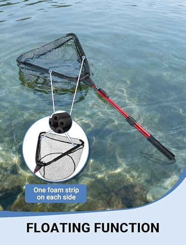 Upgraded Foldable Floating Fishing Net, Tangle-Free Anti-Snag Coated Landing Net, Quick Release & Easy Fold, Portable Fishing Gear for Ranger Boat, Kayak & Trout Salmon Bass Fishing, Gifts for Men - size: 27-35" Extendable