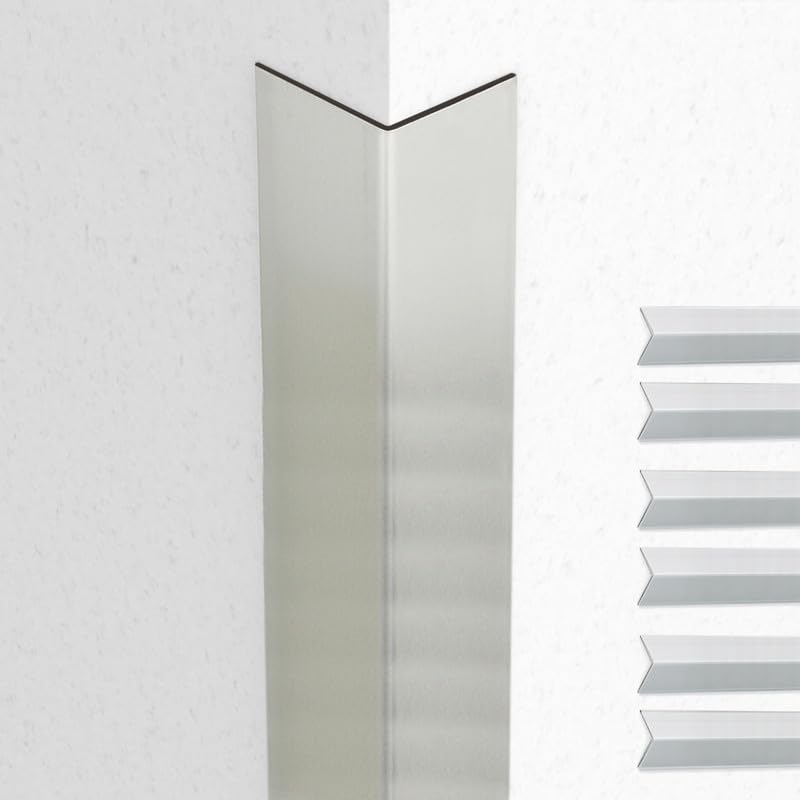 Proflex Wall Corner Protector - Brushed Aluminum 1-1/2 inch x 48 inch - Pack of 6 - Self Adhesive Corner Guards for Walls Edge Protection – Easy to Apply – No Tools Needed - color: Brushed Aluminum, size: 1-1/2 x 48 In - (6PCS)