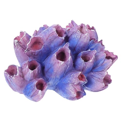 Balacoo Aquarium Coral Decoration, Realistic Resin Coral Ornament, Small Aquarium Accessories Hideout for Bettafish Shrimp - Fish Tank Reef Decorations (Purple)