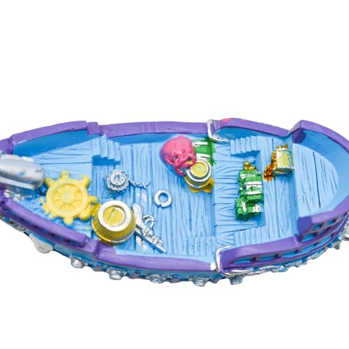 2Pcs Mini Pirate Boat Model Decoration 5.3 Inch Miniature Resin Mediterranean Ship Figurines Ornament for DIY Fish Tank Aquarium Ocean Theme Party Desktop Decors