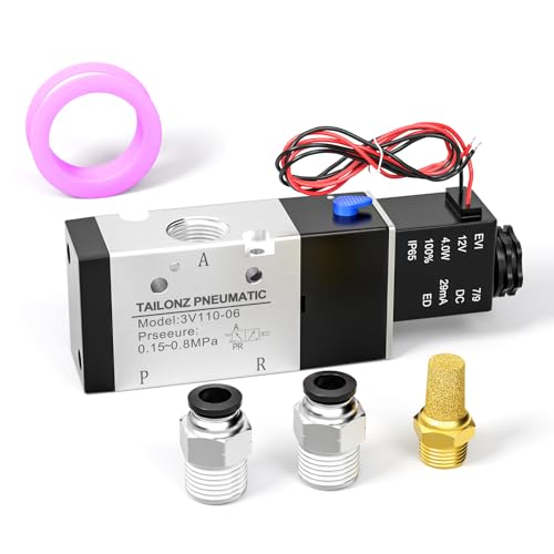 TAILONZ PNEUMATIC 1/4"NPT Solenoid Valve 3V210-08 DC12V Single Coil Pilot-Operated Electric 2 Position 3 Way Connection Type(Outlet wire) - size: 1/4"NPT/DC12V/Out of line, style: 2 Position 3 Way