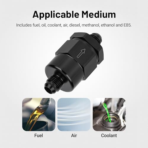 EVIL ENERGY 6AN Male Non Return One Way Check Valve Fitting Aluminum Black - size: 6AN(9/16-18 UNF)