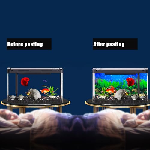 Lainrrew Aquarium Background Poster HD, Dual-Sided Water Plants & Fish Tank Landscape, 19.7"x11.8", Vivid Marine Life, Waterproof Scenery, Easy to Install, Durable Tank Decor (Type 2)
