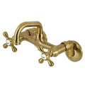 Kingston Brass KS212SB Kingston Two-Handle 2-Hole Wall Mount Bar Faucet in Brushed Brass - color: Brushed Brass