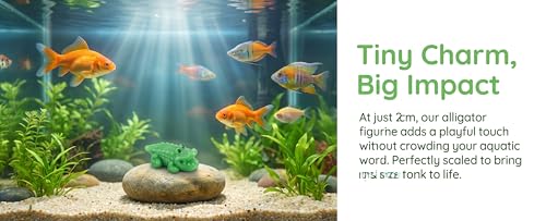 COMINGOIN Alligator Resin Aquarium Ornament, Small Reptile Figurine for Fish Tank Landscaping Decor, Aquascape Tank Accessory, Green Resin Terrarium Decorations（Fierce ） - style: Fierce