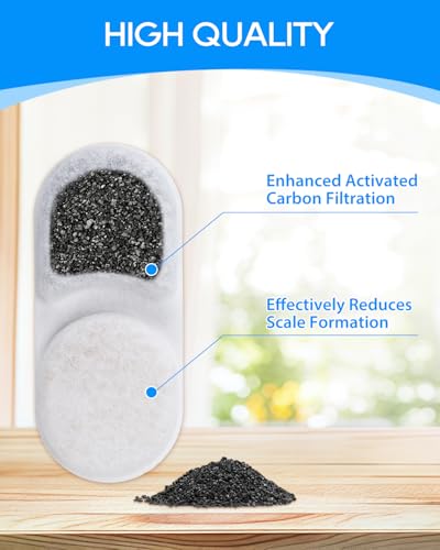 Cat Water Filter Replacement Compatible with APAUK 108oz/3.2L Cat Fountain, Filters for Cat Water Fountain Activated Carbon Water Filter for Fountain & Sponges, 6+6 Pack - color: 6 + 6 Pack