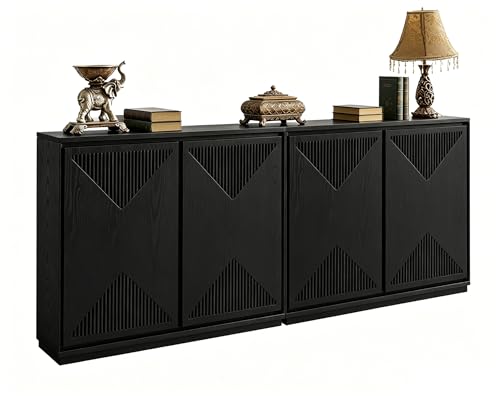 LKTART Buffet Cabinet Sideboard with Storage,Mid Century Modern Entryway Cabinet with Doors &Shelves,Narrow TV Media Console Table,Black,2 Pieces - color: D- Black, size: 2 Pieces