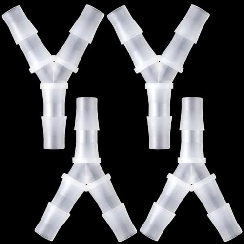 PAGOW 4 Pcs Hose Barb Fitting, 3/8" Plastic Hose Barb Tee 3 Way Y Shape Barbed Fitting for Air Line Tubing Pipe, Oxygen Tubing Pipe, Household Fuel, Gas, Water - size: 3/8" (4 Pcs)