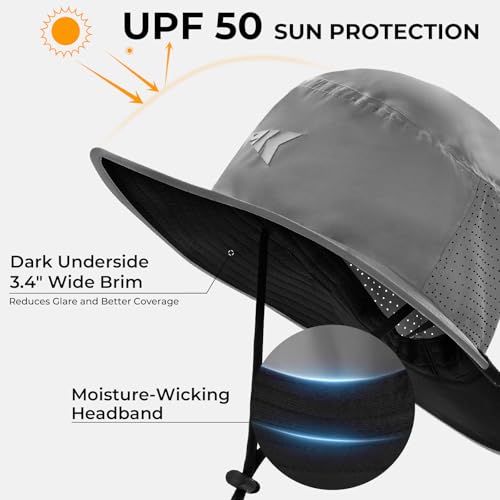 KastKing Sol Armis UPF 50 Boonie Hat - Sun Protection Hat, Fishing Hat, Beach & Hiking Hat, Paddling - color: O: Formal Gray, size: Laser-vented Design