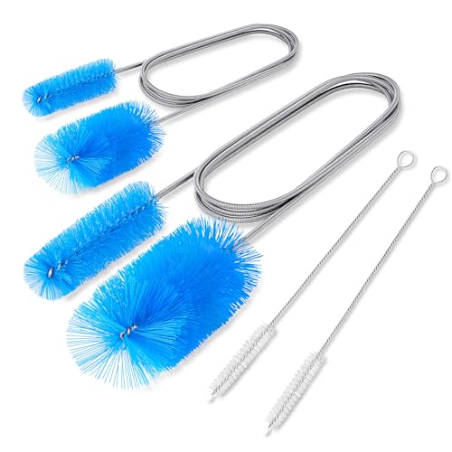 SARDVISA Flexible Long Drain Brush Tool with Large Double Elastic Nylon Ends, Stainless Steel Tube Cleaner Brush for Kitchen, Sink, Drain Pipe, and Long Pipe Cleaning, 2 Straw Cleaning Brushes