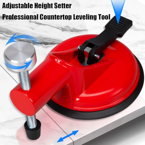 Adjustable Height Setter - Professional Countertop Leveling Tool, Aluminum Alloy Adjustable Height Setter Floors with Vacuum Suction & Precisionadjustment for Granite, Marble, Quartz Slabs (Yellow) - color: Yellow