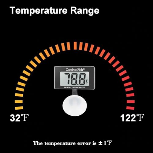 Aquarium Underwater Thermometer for Saltwater and Freshwater Replaceable Battery Temperature Error ±1℉