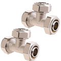 2PCS 3/4’’ Tee Air Piping Fittings, 3/4’’ Tubing x 3/4’’ Tubing x 3/4’’ Tubing, Brass-Nickel Plated, 200PSI Working Pressure, Air Line Fittings for Shop Garage Compressed Air Tube System