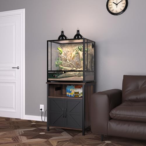 GDLF Terrarium Stand Reptile Tank Stand with Accessories Storage and Power Outlets for 24”Wx18”D Reptile Terrarium - color: Black, size: 24" x 18"