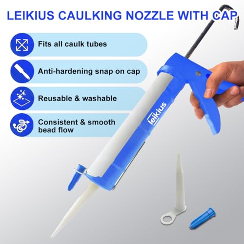 Caulk Gun Kit Smooths No-drip Silicone Caulking Gun and Caulking Tools, Sealant Tools Grout Scraper For Kitchen Bathroom Sink Joint,With Gift Box Works 10OZ Tubes blue