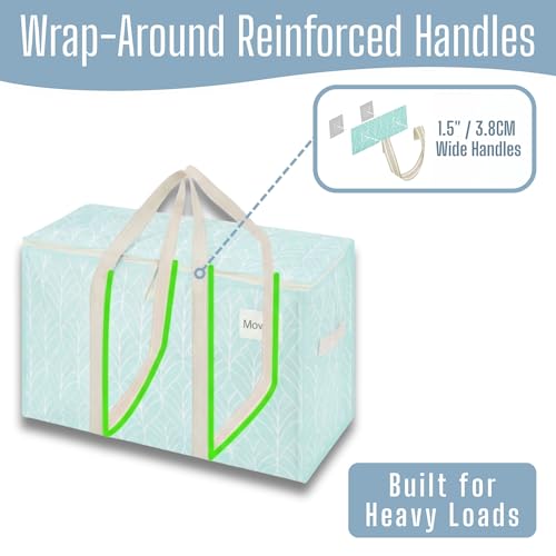 VENO 2 Pack Heavy Duty Moving Bags, Extra Large Storage Bags with Reinforced Handles & Strong Zippers, Foldable & Reusable Moving Box Alternative for Clothes & Dorm Storage - color: Evergreen, size: 2 Pack